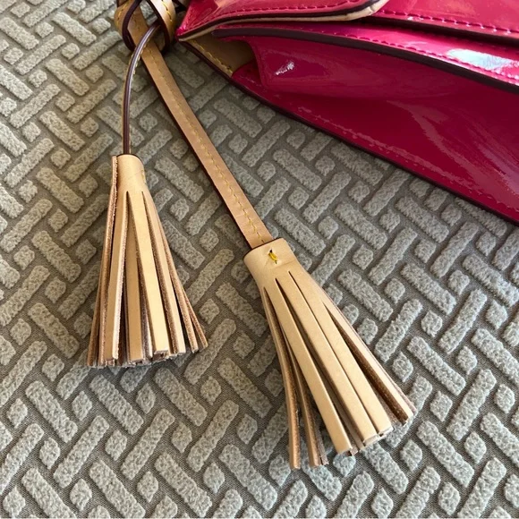 Dooney & Bourke Hot Pink Patent Leather Zip Crossbody Flap - Picture 4 of 16